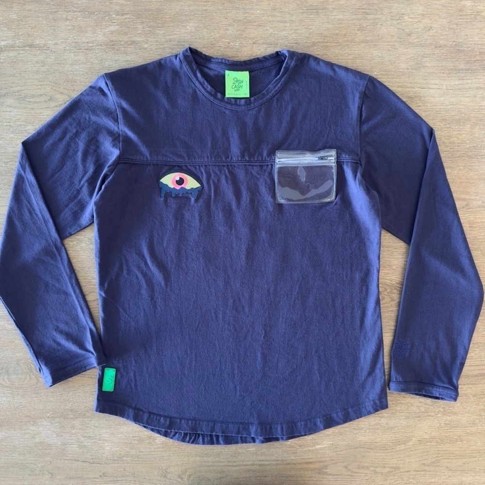Cash By Cash App Mens 100% Cotton Navy Blue Long-sleeve Graphic Print T-shirt-XL